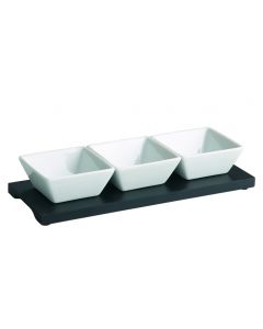 Dip Tray Set Pack of 4 27 x 10cm with 3 Dishes [777470]