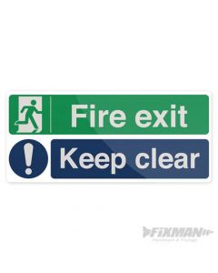 Fire Exit Keep Clear Sign 450 x 200mm Self Adhesive [45234]