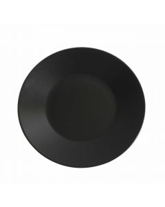 Luna W. Rim Plate Pack of 6 25cm Dia. Black Stoneware  [777770]