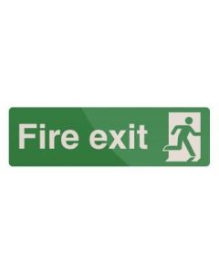 Fire Exit Sign 400 x 125mm Rigid Photoluminescent [45179]