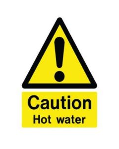 Caution Hot Water Sign 69 x 97mm Self Adhesive [45183]